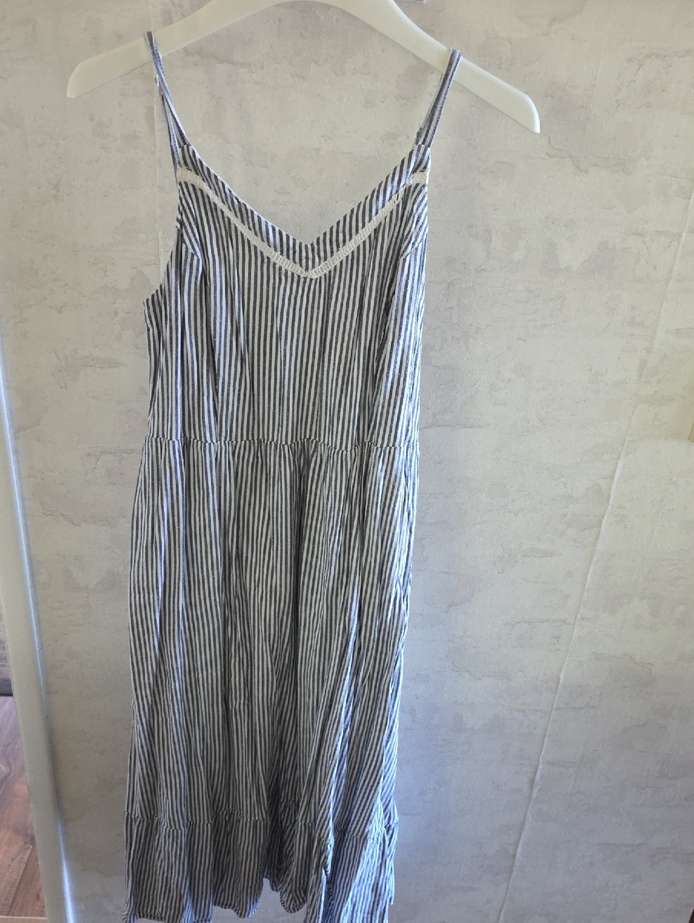 Old Navy Blue and White Striped Spaghetti-Strap Maxi Dress